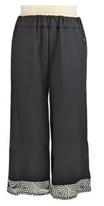 Knit Wide Leg Pant with Spiral Mesh Trim