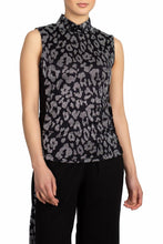Load image into Gallery viewer, Sparkling Leopard Mock Neck Tank Black Silver
