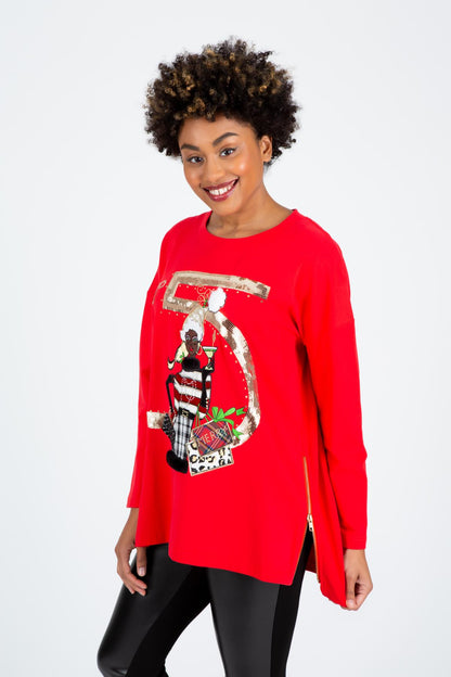 Merry Glam Girl Top RED