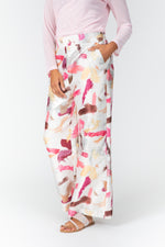 Load image into Gallery viewer, Artistic Brush Wide-Leg Trousers in Pink
