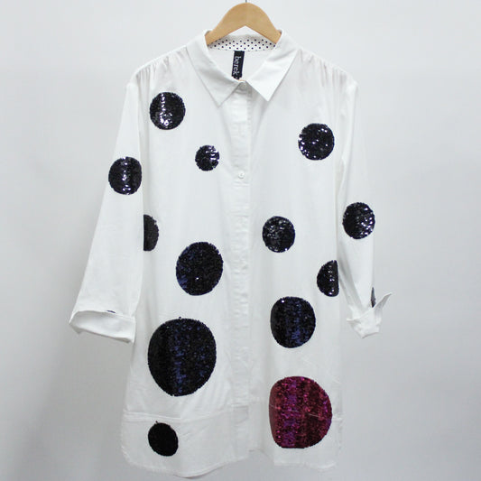 Circles of Sequins Shirt Dress